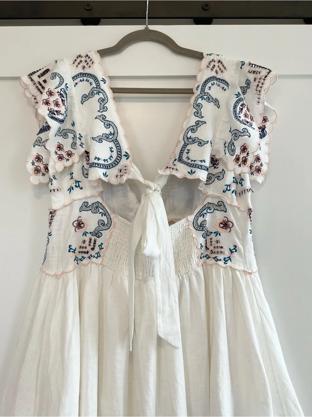 Free People Rambling Roads Embroidered Cutout Mini Dress Size Large NWT